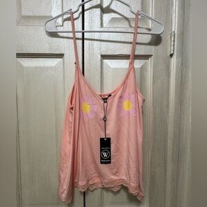 Wildfox Intimates. Size M Peach Floral Print Pajamas Top Tank